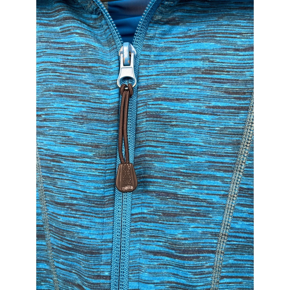 Zella Blue Space‎ Dye Full Zip Jacket S Studio Core Ruched Mesh Back Athleisure - Picture 3 of 12